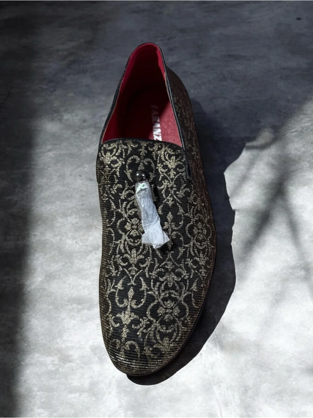 Men's Black & Gold Brocade Tassel Loafers